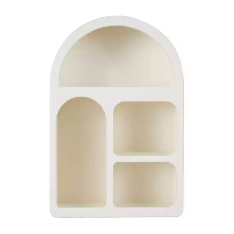 24"x16" Wooden Geometric Arched Wall Shelf with Block Shapes Cream - Olivia & May: Traditional Style, No Assembly, Open Storage