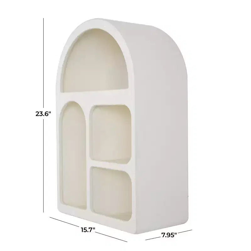 Mensola da parete ad arco geometrica in legno 24"x16" con forme a blocco color crema: Stile tradizionale, nessun montaggio richiesto, vani a giorno