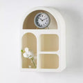 Mensola da parete ad arco geometrica in legno 24"x16" con forme a blocco color crema: Stile tradizionale, nessun montaggio richiesto, vani a giorno