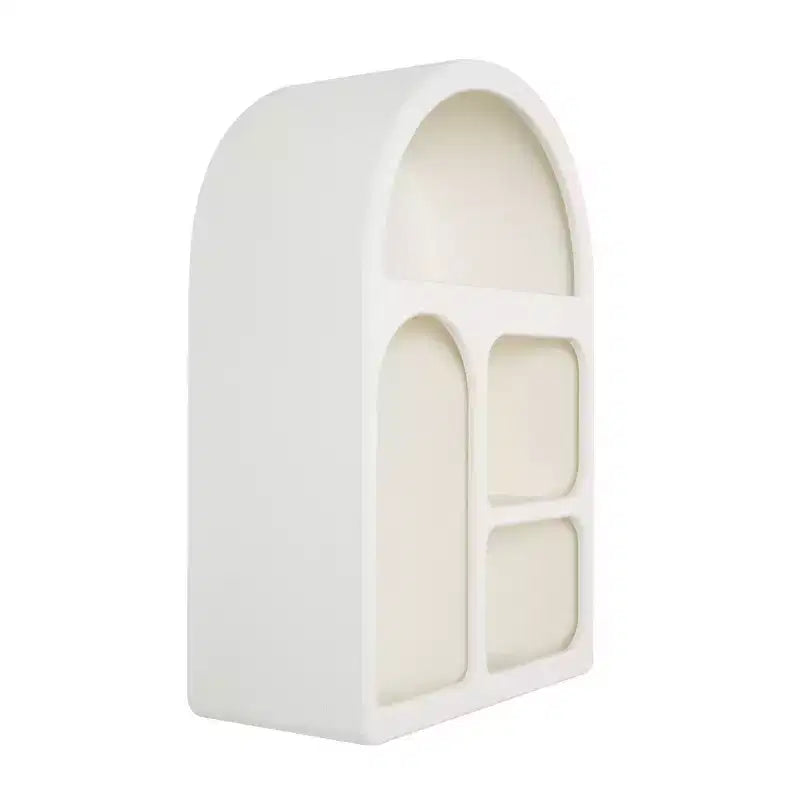 Mensola da parete ad arco geometrica in legno 24"x16" con forme a blocco color crema: Stile tradizionale, nessun montaggio richiesto, vani a giorno