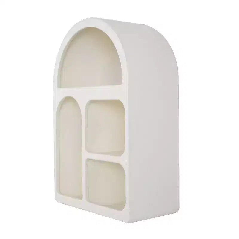 Mensola da parete ad arco geometrica in legno 24"x16" con forme a blocco color crema: Stile tradizionale, nessun montaggio richiesto, vani a giorno