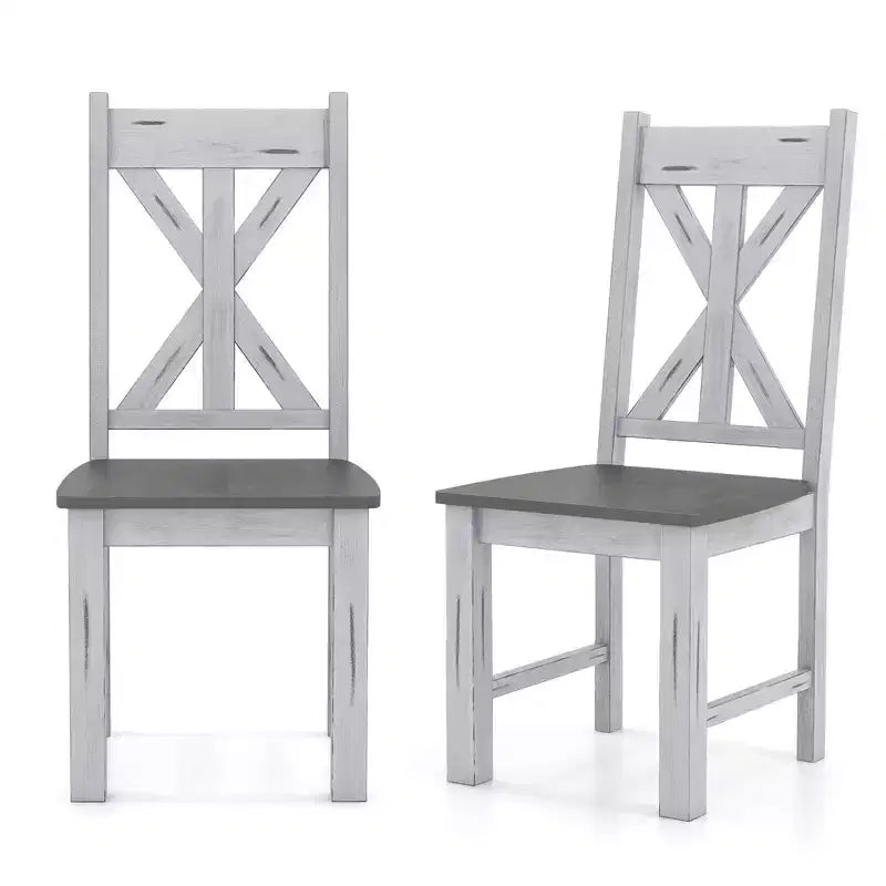 Costway Wooden Dining Chair Set of 2/4 with Rubber Wood Frame Elegant Hollowed Backrest