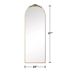 Specchio a figura intera 67x24 in lega di alluminio con bordo ad arco e supporto