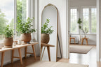 Specchio a figura intera 67x24 in lega di alluminio con bordo ad arco e supporto