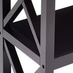 Tavolino da Ingresso/Consolle X-Design a 3 Livelli con Ripiani, Nero