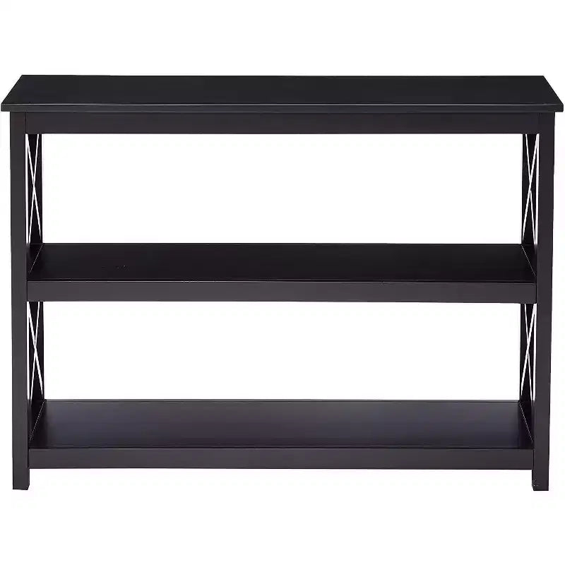Tavolino da Ingresso/Consolle X-Design a 3 Livelli con Ripiani, Nero