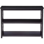 Tavolino da Ingresso/Consolle X-Design a 3 Livelli con Ripiani, Nero