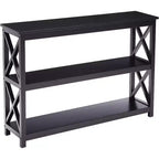 Tavolino da Ingresso/Consolle X-Design a 3 Livelli con Ripiani, Nero