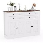 Modern Buffet Cabinet with Storage,Farmhouse Sideboard with 4 Doors & 4 Drawers,Large Wood Buffet Cabinet for Dining Room, Kitchen,white