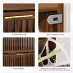 Scarpiera a doghe in noce da 31,5 pollici, design freestanding moderno di metà secolo con 2 cassetti a ribalta, ideale per corridoi