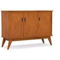 Tierney SOLID HARDWOOD 50 inch Wide Rectangle Mid Century Modern 3 Door Sideboard Buffet