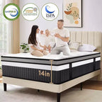 14 Queen Hybrid Mattress in a Box with Gel Memory Foam, Medium Feel, Pressure Relief, Skin Friendly, Motion Isolation, CertiPUR-US Certified