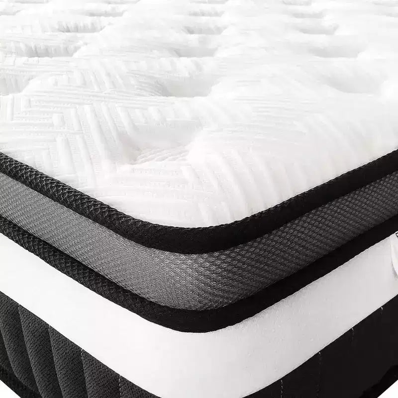 Materasso ibrido matrimoniale da 14 pollici in scatola con memory foam in gel, sensazione media, sollievo dalla pressione, delicato sulla pelle, isolamento del movimento, certificato CertiPUR-US