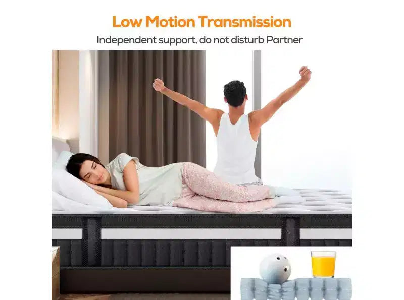 Materasso ibrido matrimoniale da 14 pollici in scatola con memory foam in gel, sensazione media, sollievo dalla pressione, delicato sulla pelle, isolamento del movimento, certificato CertiPUR-US