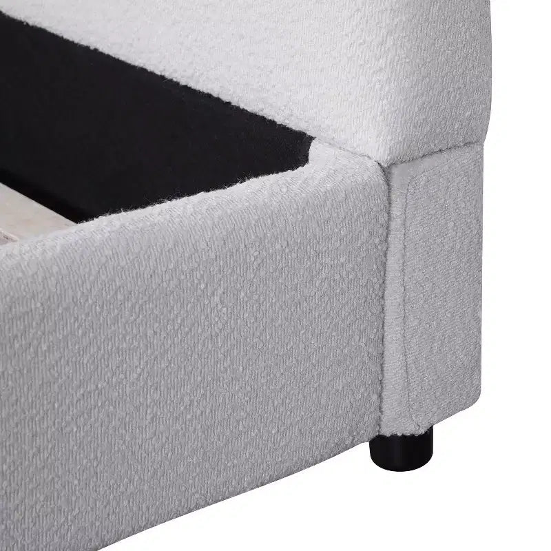 Struttura Letto Imbottita a Piattaforma Queen/King Size con Testiera Curva Imbottita, Bianca