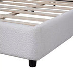 Struttura Letto Imbottita a Piattaforma Queen/King Size con Testiera Curva Imbottita, Bianca