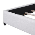 Struttura Letto Imbottita a Piattaforma Queen/King Size con Testiera Curva Imbottita, Bianca