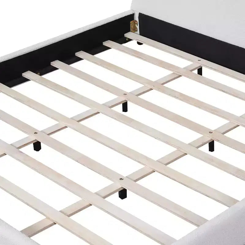 Struttura Letto Imbottita a Piattaforma Queen/King Size con Testiera Curva Imbottita, Bianca