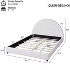 Struttura Letto Imbottita a Piattaforma Queen/King Size con Testiera Curva Imbottita, Bianca