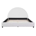 Struttura Letto Imbottita a Piattaforma Queen/King Size con Testiera Curva Imbottita, Bianca