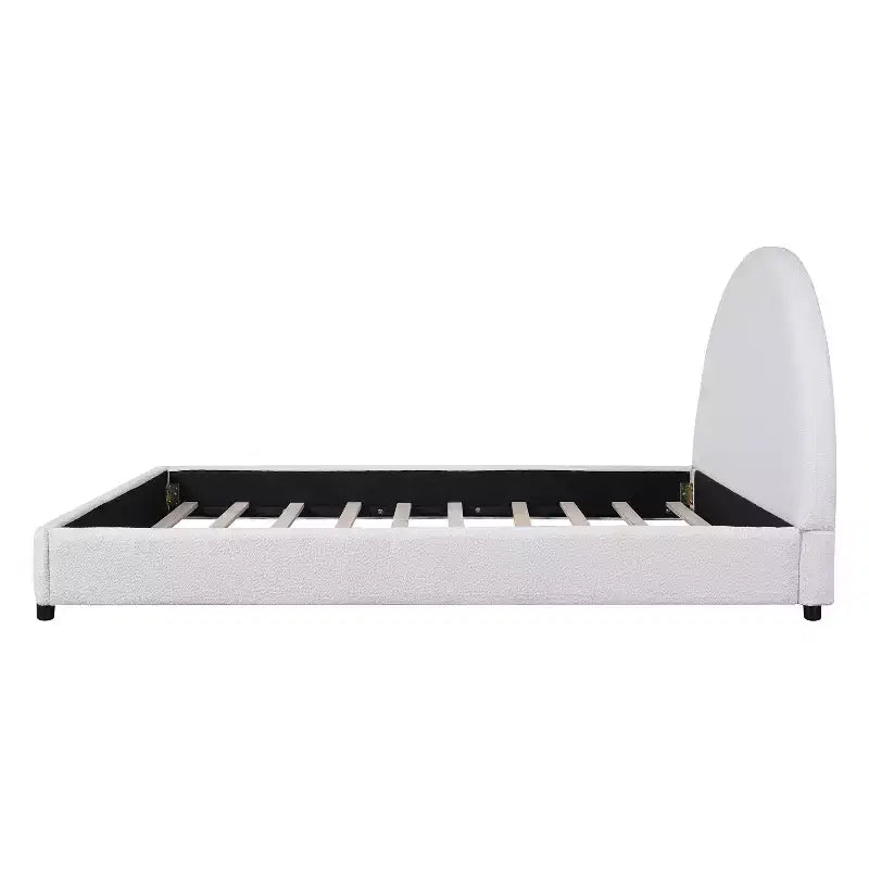 Struttura Letto Imbottita a Piattaforma Queen/King Size con Testiera Curva Imbottita, Bianca