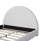 Struttura Letto Imbottita a Piattaforma Queen/King Size con Testiera Curva Imbottita, Bianca
