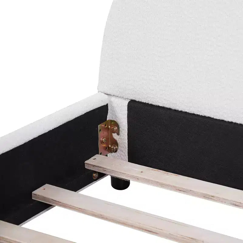 Struttura Letto Imbottita a Piattaforma Queen/King Size con Testiera Curva Imbottita, Bianca