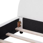 Struttura Letto Imbottita a Piattaforma Queen/King Size con Testiera Curva Imbottita, Bianca