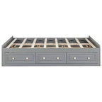 Letti Queen Size a Piattaforma con 6 Cassetti Contenitore, Telaio Letto Queen Size in Legno Rustico Senza Testiera, Grigio