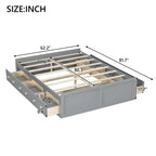 Letti Queen Size a Piattaforma con 6 Cassetti Contenitore, Telaio Letto Queen Size in Legno Rustico Senza Testiera, Grigio