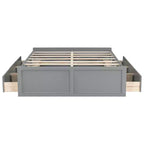 Letti Queen Size a Piattaforma con 6 Cassetti Contenitore, Telaio Letto Queen Size in Legno Rustico Senza Testiera, Grigio