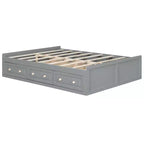 Letti Queen Size a Piattaforma con 6 Cassetti Contenitore, Telaio Letto Queen Size in Legno Rustico Senza Testiera, Grigio