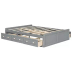 Letti Queen Size a Piattaforma con 6 Cassetti Contenitore, Telaio Letto Queen Size in Legno Rustico Senza Testiera, Grigio