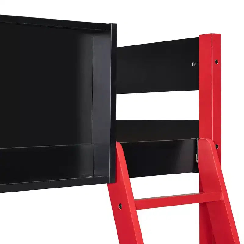 Letto a soppalco matrimoniale moderno con scrivania illuminata, 3 cassetti e libreria portaoggetti