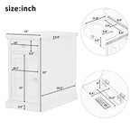 Tavolino Vintage Classico con Porte USB e 1 Cassetto con Portabicchieri, Tavolino Stretto da Divano per Soggiorno Camera da Letto