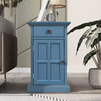 Tavolino Vintage Classico con Porte USB e 1 Cassetto con Portabicchieri, Tavolino Stretto da Divano per Soggiorno Camera da Letto