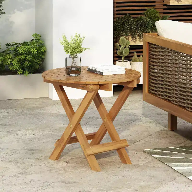 Tavolino Moderno Pieghevole Regolabile (45-70 cm) in Palissandro (Finitura Teak), Adatto come Vassoio per Divano, Comodino