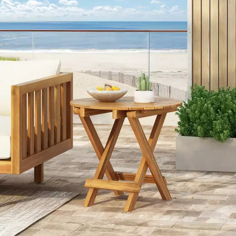 Tavolino Moderno Pieghevole Regolabile (45-70 cm) in Palissandro (Finitura Teak), Adatto come Vassoio per Divano, Comodino