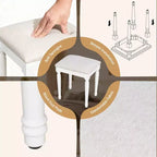 Toeletta Lillian Boho Modern in legno con specchio a tre ante, 13 lampadine, 5 cassetti e stazione di ricarica