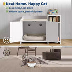Mobile Lettiera Nascosta con Contenitore, Stile Moderno Tavolino Laterale, Casetta Toilette per Gatti in Truciolato Bianco per Gatti da Interno, Controllo degli Odori e Design per la Privacy