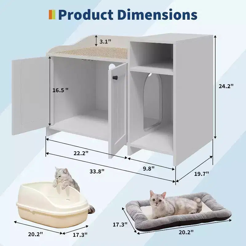 Mobile Lettiera Nascosta con Contenitore, Stile Moderno Tavolino Laterale, Casetta Toilette per Gatti in Truciolato Bianco per Gatti da Interno, Controllo degli Odori e Design per la Privacy