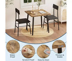 Set da pranzo compatto da 3 pezzi per 2 persone - Tavolo salvaspazio in legno e metallo con 2 sedie imbottite - Ideale per appartamenti e angoli colazione