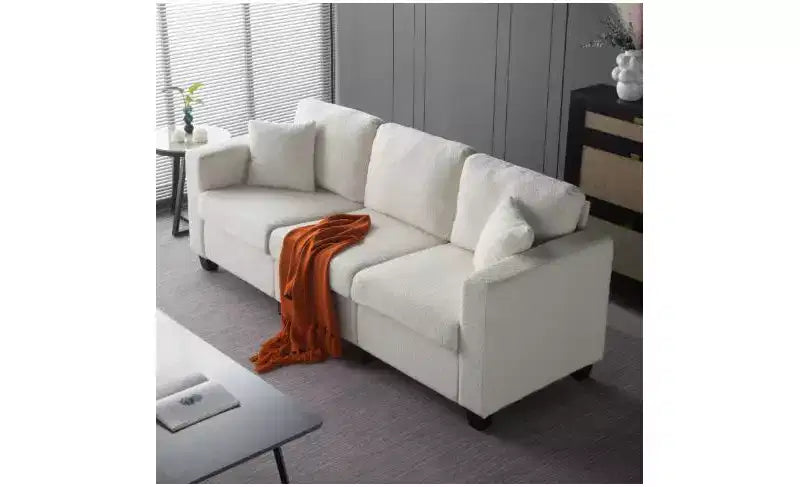 Divano moderno a 3 posti in velluto Teddy con cuscini dello schienale imbottiti, divano futon rivestito per soggiorno, appartamento
