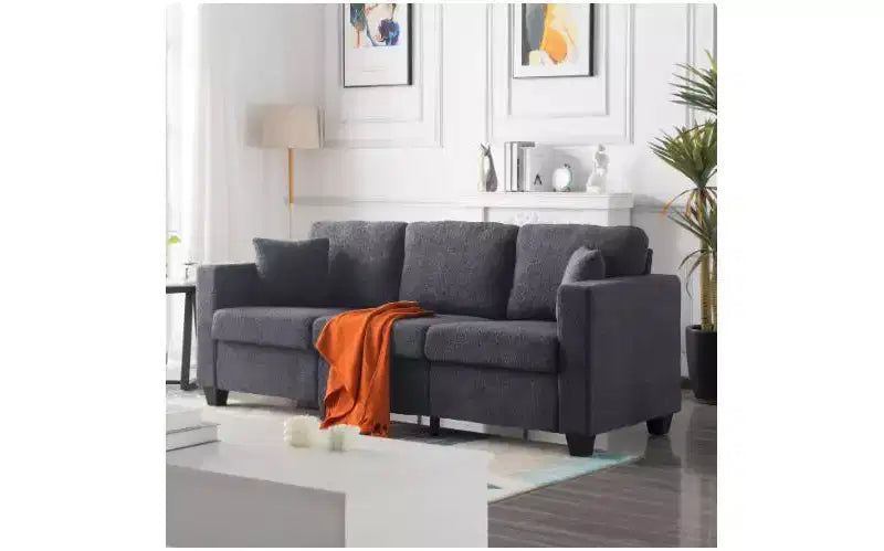 Divano moderno a 3 posti in velluto Teddy con cuscini dello schienale imbottiti, divano futon rivestito per soggiorno, appartamento
