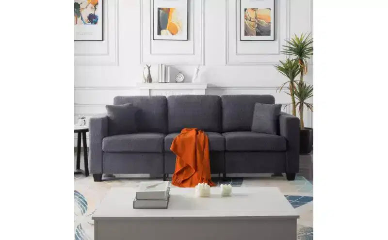 Divano moderno a 3 posti in velluto Teddy con cuscini dello schienale imbottiti, divano futon rivestito per soggiorno, appartamento