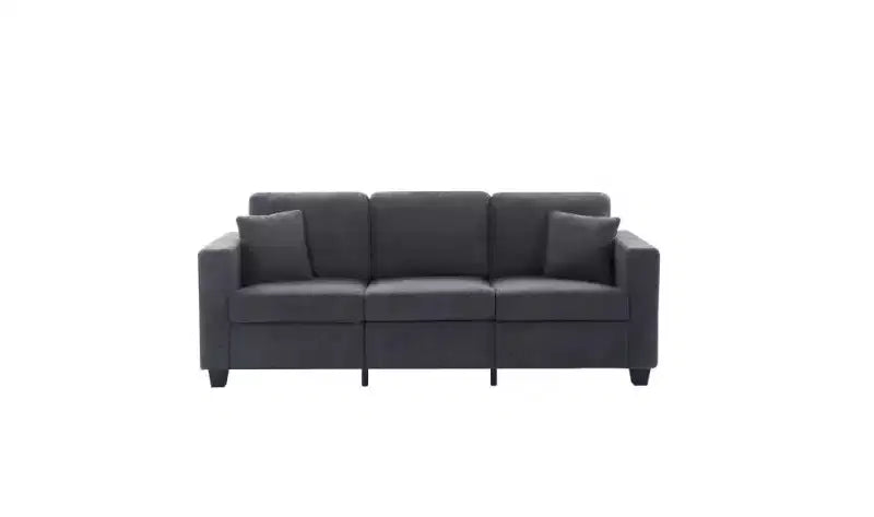 Divano moderno a 3 posti in velluto Teddy con cuscini dello schienale imbottiti, divano futon rivestito per soggiorno, appartamento