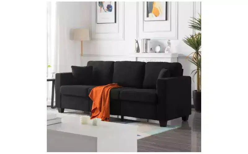 Divano moderno a 3 posti in velluto Teddy con cuscini dello schienale imbottiti, divano futon rivestito per soggiorno, appartamento