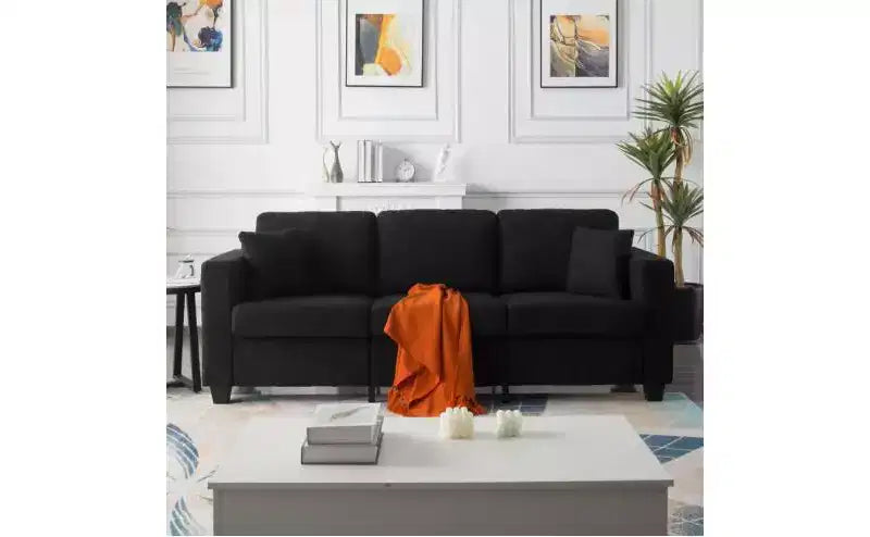 Divano moderno a 3 posti in velluto Teddy con cuscini dello schienale imbottiti, divano futon rivestito per soggiorno, appartamento