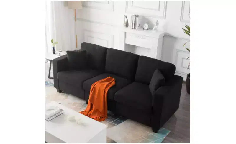 Divano moderno a 3 posti in velluto Teddy con cuscini dello schienale imbottiti, divano futon rivestito per soggiorno, appartamento