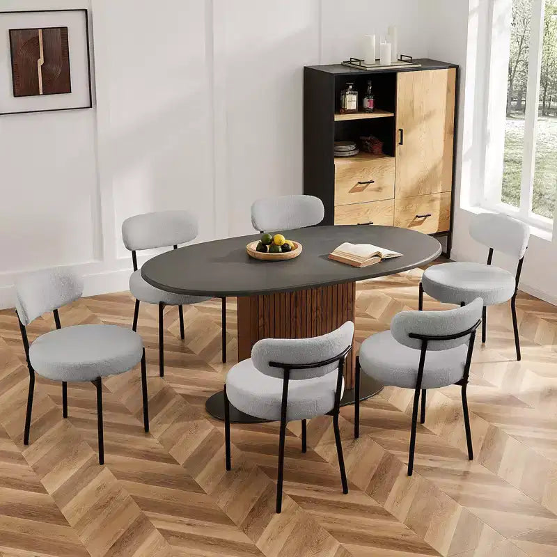 Sedie da pranzo moderne con struttura in metallo, sedie da sala da pranzo imbottite con schienale